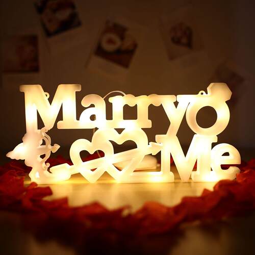 发光marry me字母led彩灯牌摆件室内桌面七夕节求婚表白布置装饰