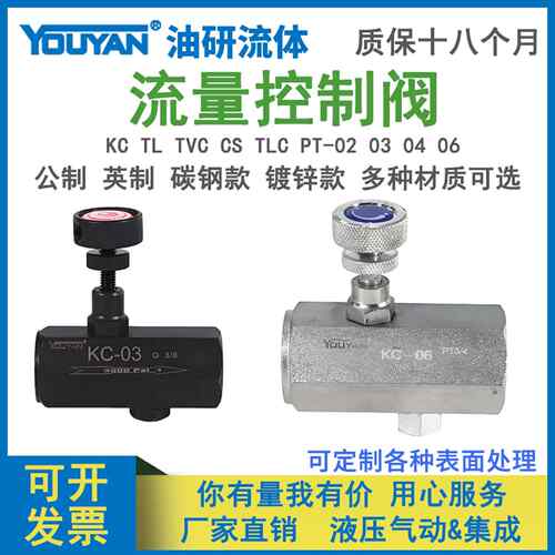 TVC管式KC-02液压04单向TLC/PT/TL节流阀KC-03流量06调节阀CS1002