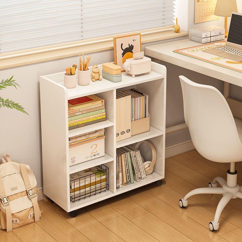 桌下置物架文件柜置物柜桌边收纳柜子小书柜落地移动书架带轮小型