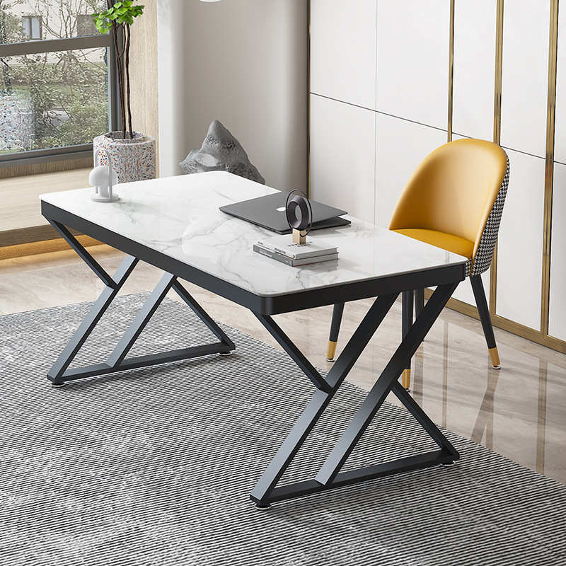 北欧带抽屉岩板电脑桌 小户型家用工作台 办公室职员单人办公桌