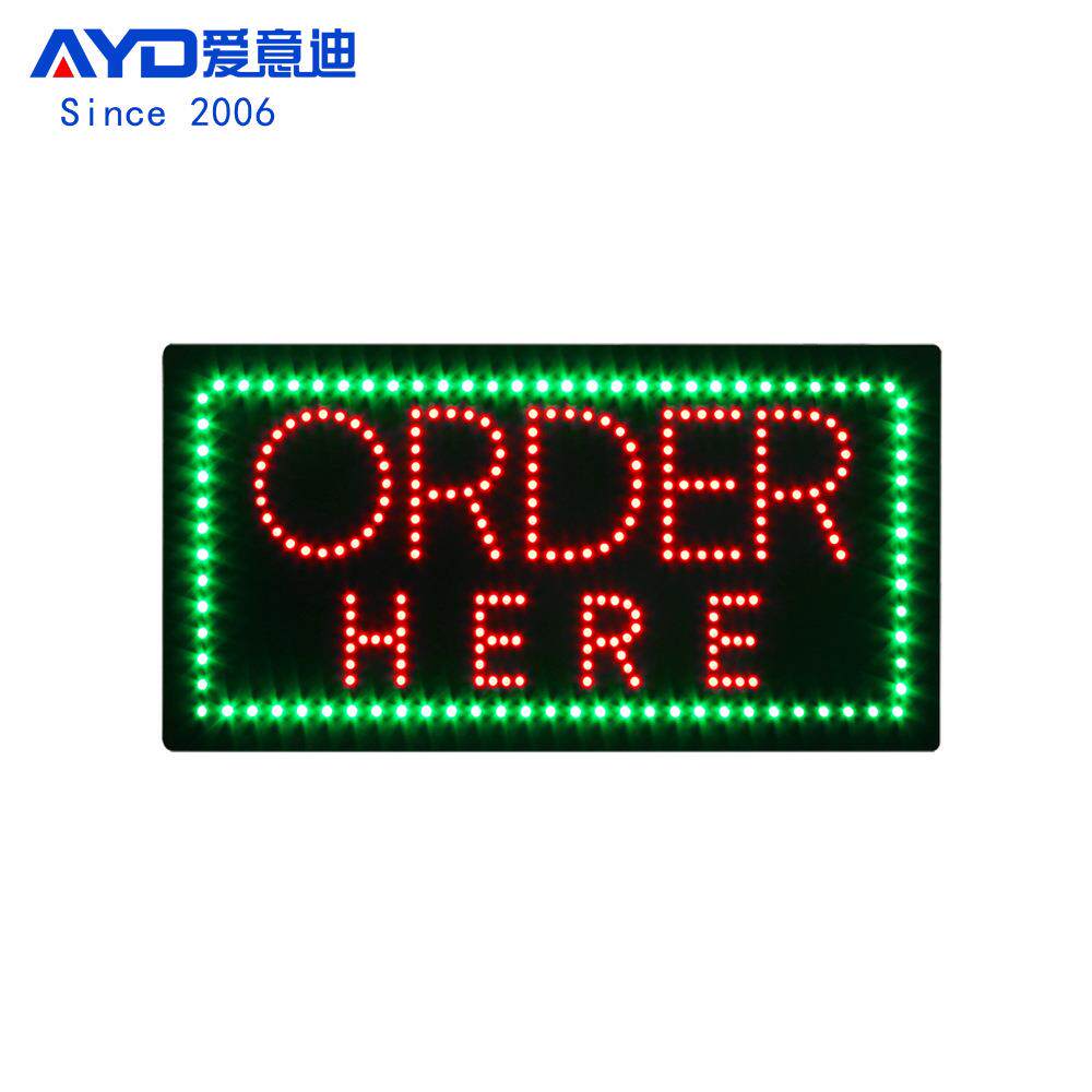 LED广告牌发光字招牌标识灯箱制做LEDORDERHERESIGN24x48cm