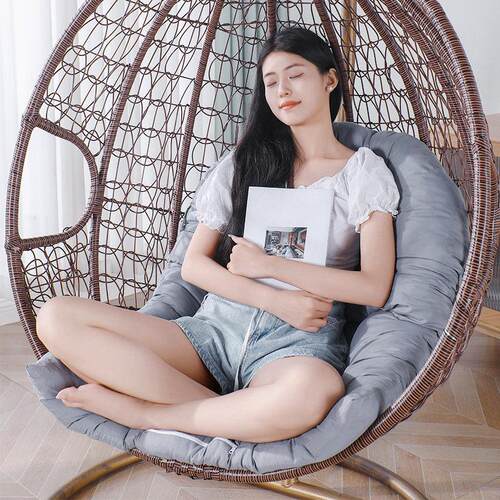 靠垫懒人垫子一体吊椅坐垫千秋加厚藤编椅子坐垫靠背圆形摇篮吊篮