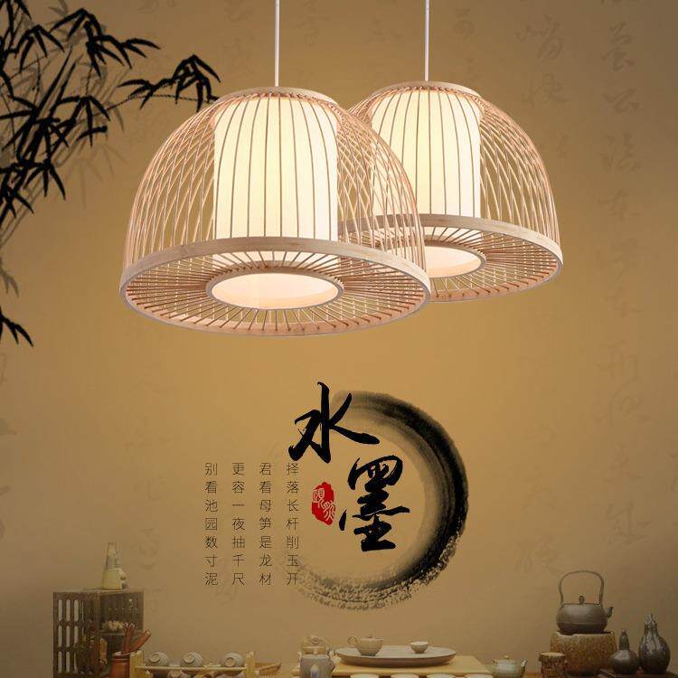 东南亚竹编吊灯简约半圆竹艺餐厅民宿农家乐茶楼特色灯具竹子灯饰