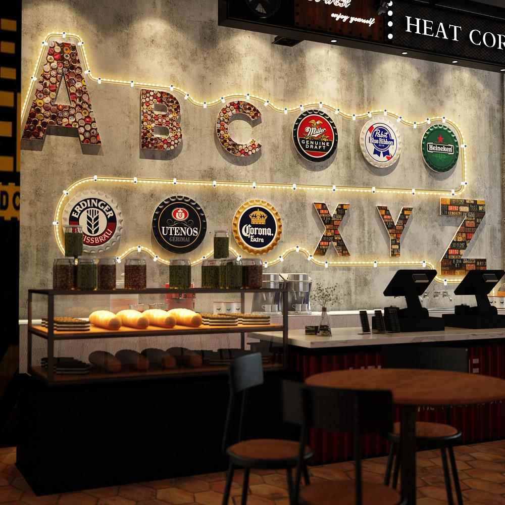 LED017复饰古大幅装饰画ELED017LD灯发光装个性饮店组合墙饰墙壁