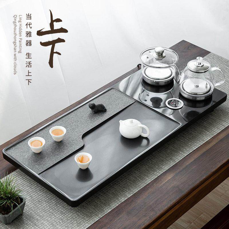 乌金石头茶盘一体全自动电磁炉套装家用功夫茶具简约茶台工厂