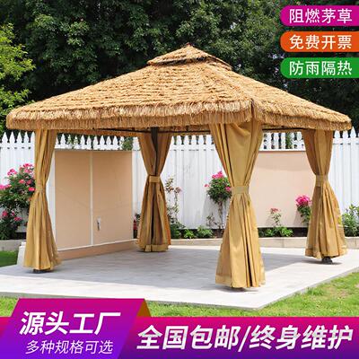 户外茅草亭凉亭亭子帐篷庭院遮阳棚休闲农场餐饮民宿雨棚彷真稻草