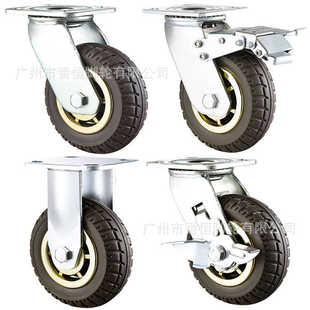 6寸重型弹力橡胶轮高弹静音万向轮4寸 5寸活动刹车轮边刹工业脚轮
