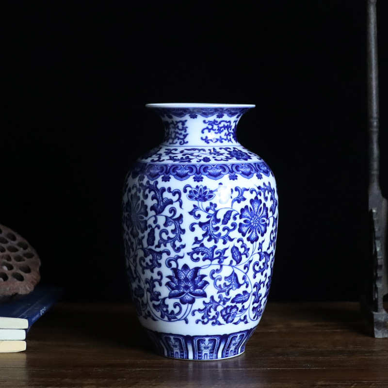 中式薄胎家居陶瓷器客厅摆件瓷器装饰景德镇电视柜工艺品青花花瓶