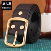 高档皮带男整层张头纯牛皮实皮心纯铜扣真皮针扣无夹层牛切割手工