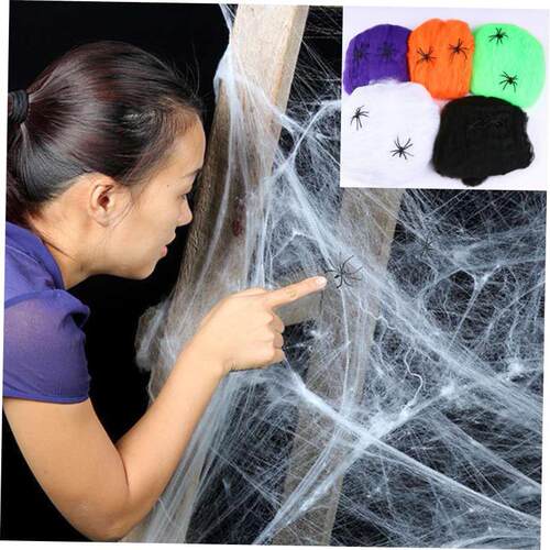 Halloween Scary Party Scene Props White Stretchy Cobweb