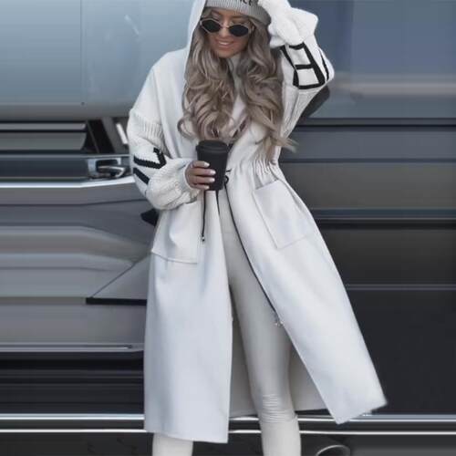 Women's hooded long spliced jacket