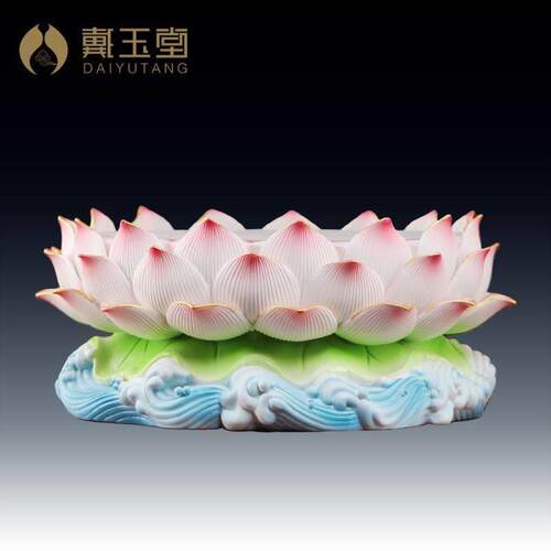 陶瓷莲花座佛像底座观音菩萨供奉供佛圆形摆件垫高神像托架
