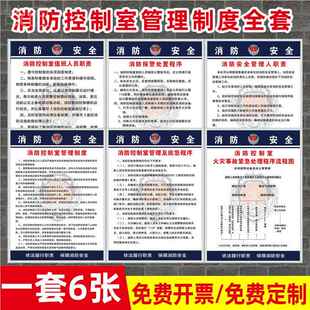 消防控制室管理制度上墙制度牌公示牌标识牌火灾应急处置程序流程图人员职责消防水泵房安全管理制度牌定制