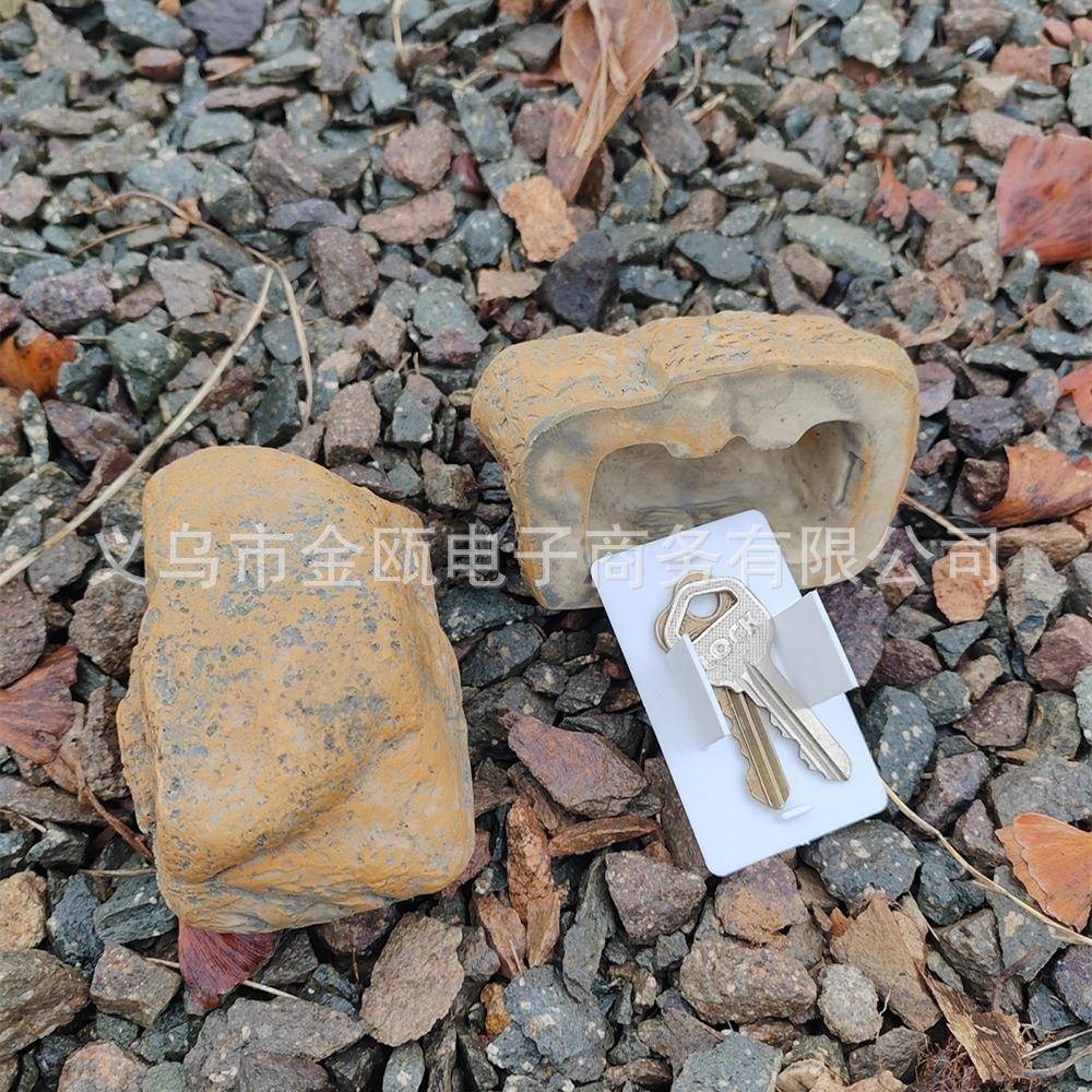 创意仿真石钥匙储存造盒 树脂石钱头型隐藏私房钱/头收纳盒存盒3