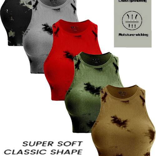 4pcs Women'S Tie-Dye Tank Tops - Soft Comfortable