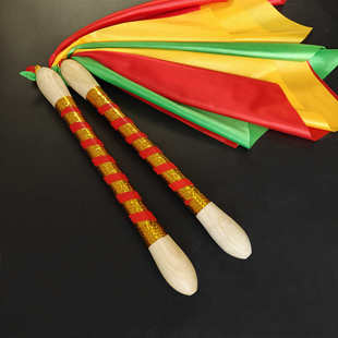 七彩彩带大鼓鼓棒 成人打鼓 龙鼓大鼓威风鼓 绸子舞蹈 鼓槌一对