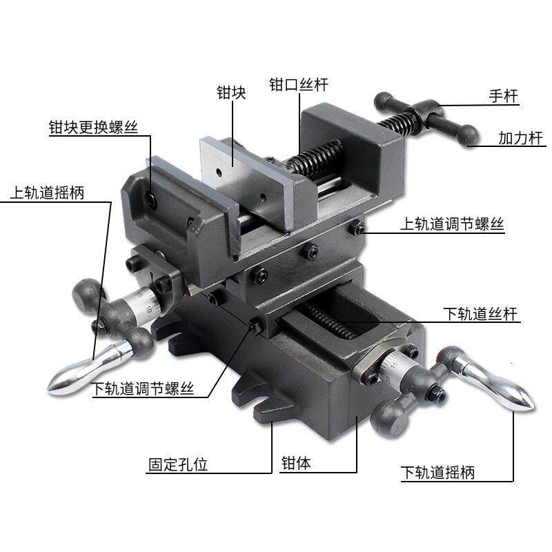 字重平钳双十向移动台钻精密台钳铣床型3寸十字台虎钳口夹具工作