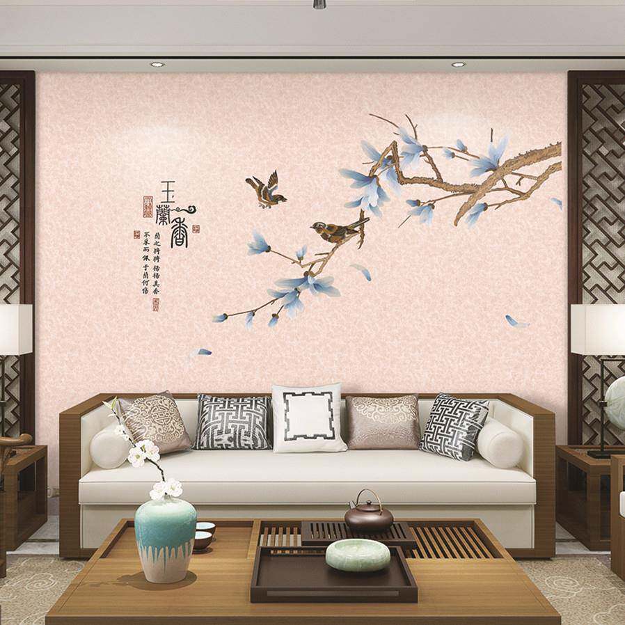 电视背景墙家用装修主材定制独绣壁画无缝墙布刺绣档独秀壁布