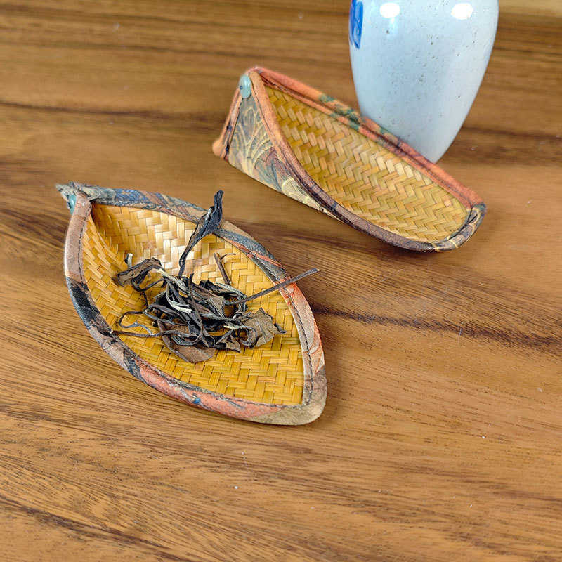 竹编茶则手工编织竹茶具茶道配件工艺品家用茶馆用茶具茶道茶铲