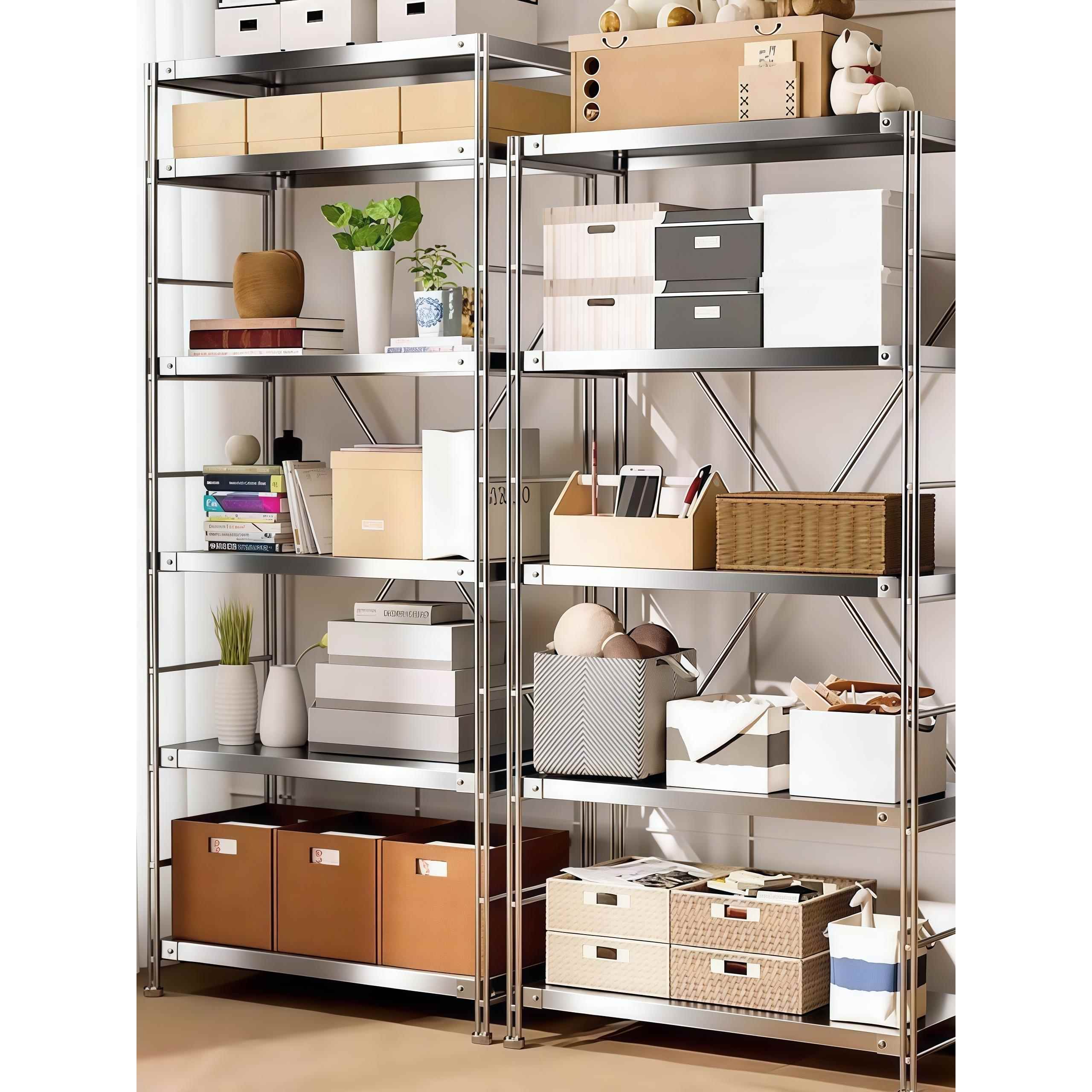 芙蕾米日式不锈钢置物架落地架客厅厨房微波炉收纳架阳台储物架书架花架床笠拉车