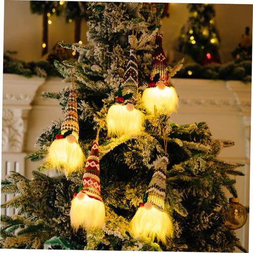 Christmas tree decoration pendant with lights faceless doll