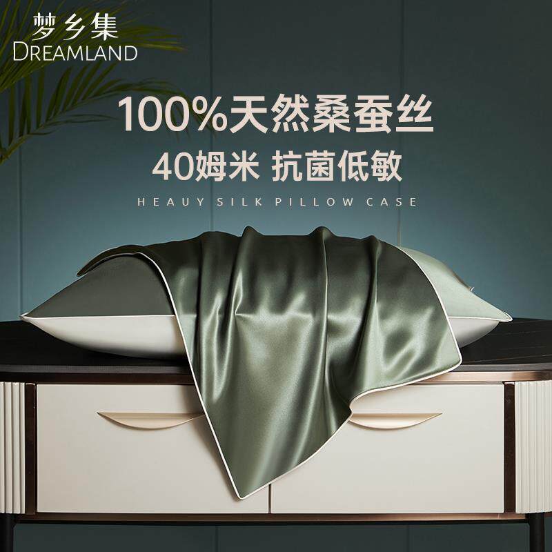 真丝枕套一对装40姆米桑蚕丝丝绸枕套48x74cm枕巾冰丝单个枕头套
