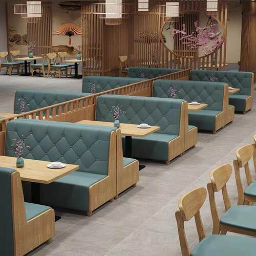 西餐厅餐馆休闲靠墙卡座简约奶茶炸鸡小吃店洽谈实木沙发桌椅组合