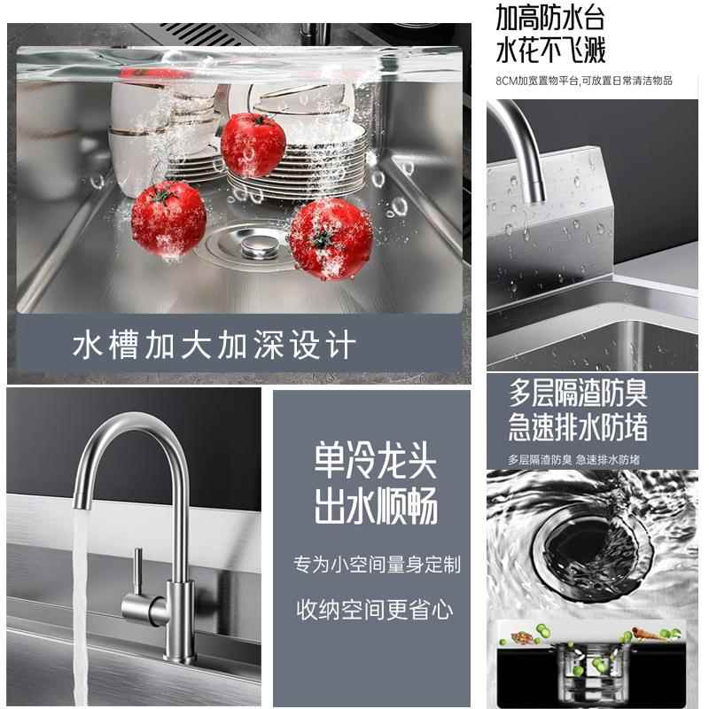 跨境加304不锈家钢水单双池厚学校洗槽手池商用厨房国标304食堂用