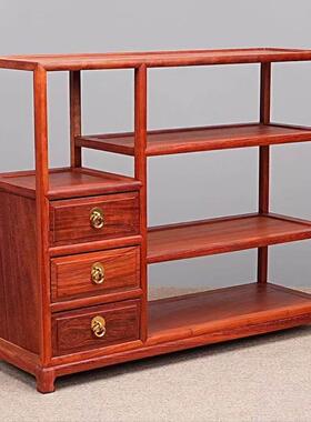 花梨木桌面博古架架子置物架红花梨展示架茶壶茶具实木收纳架中式