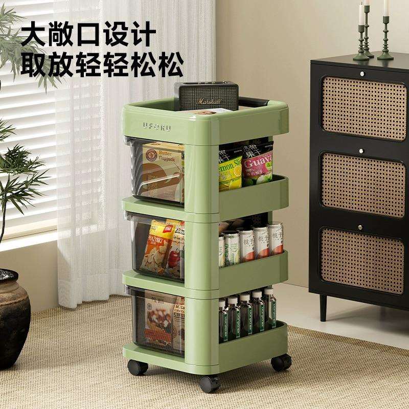 友耐置物架小推车家用宝宝物品收纳架客厅卧室落地多层移动收纳柜
