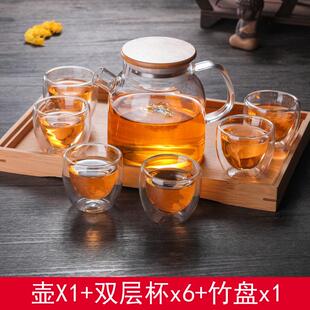 玻璃茶壶高硼硅茶具套装花茶壶泡茶壶竹盖壶家用功夫茶耐热玻璃壶