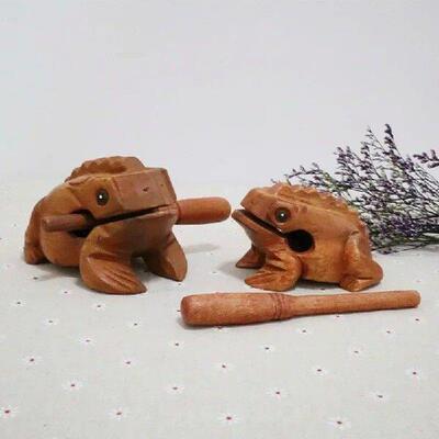 Craft Wooden Lucky Frog Croaking Musical Instrument Home