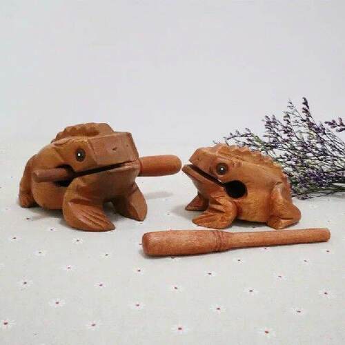 Craft Wooden Lucky Frog Croaking Musical Instrument Home