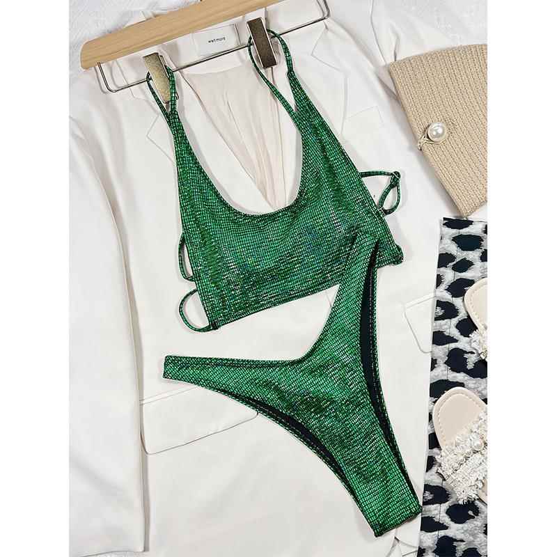 swimsuit back beautiful drawstring fabric gradient