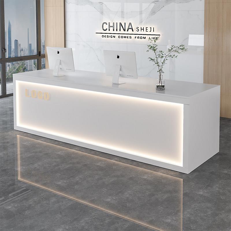 收银台吧台店铺小型服装店柜台简约现代商用女装接待台公司前台桌图片