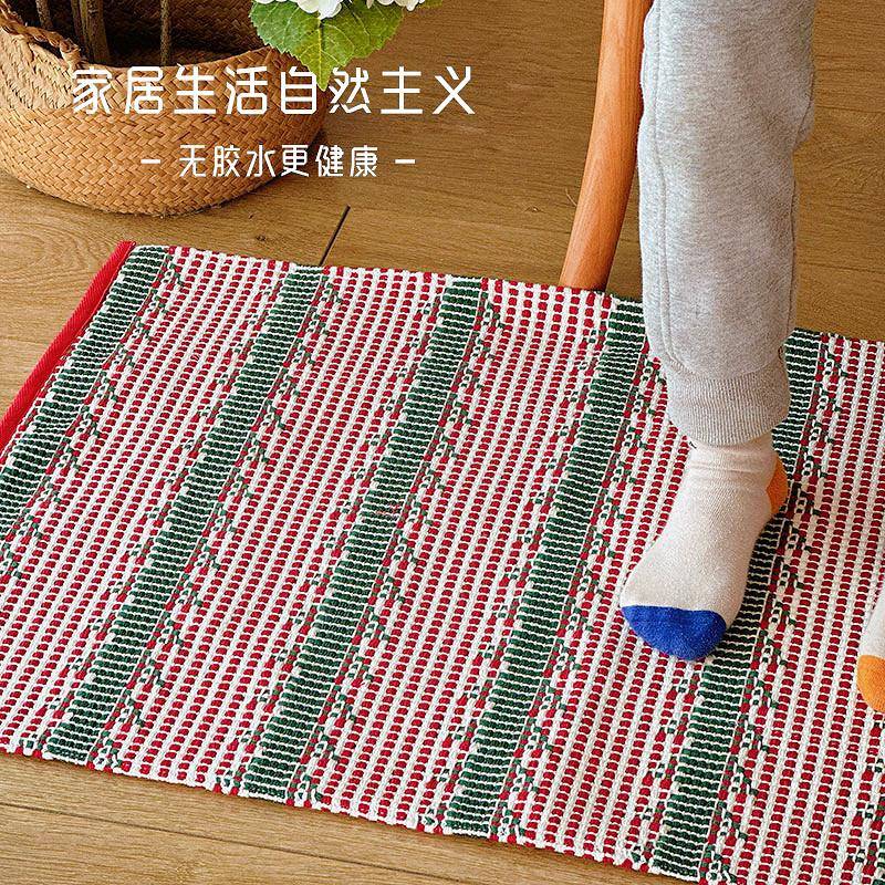 棉线 线编织防滑地垫入门垫门口家用卧室多巴胺儿童房长方垫沙发