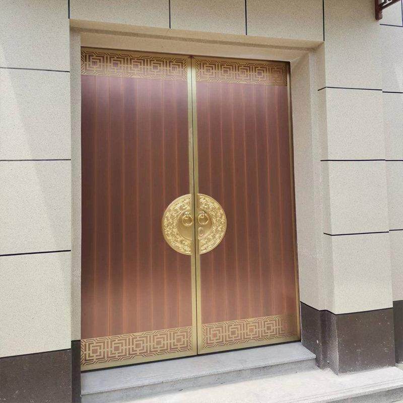中式铜门别墅大门双门农村自建房家用乡村庭院子母进户四对开 门