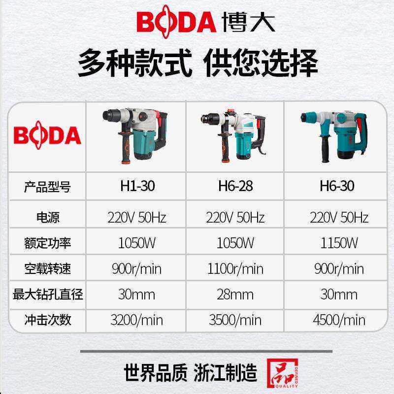 博大电锤冲击钻电镐两用大功率重型工具工业家用稿带安全离合电搞