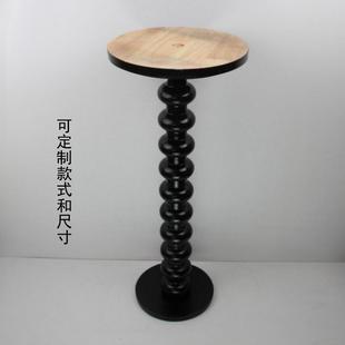 法式实木桌腿半岛台吧台支撑腿改装茶几葫芦圆球覆古餐桌家俱木腿