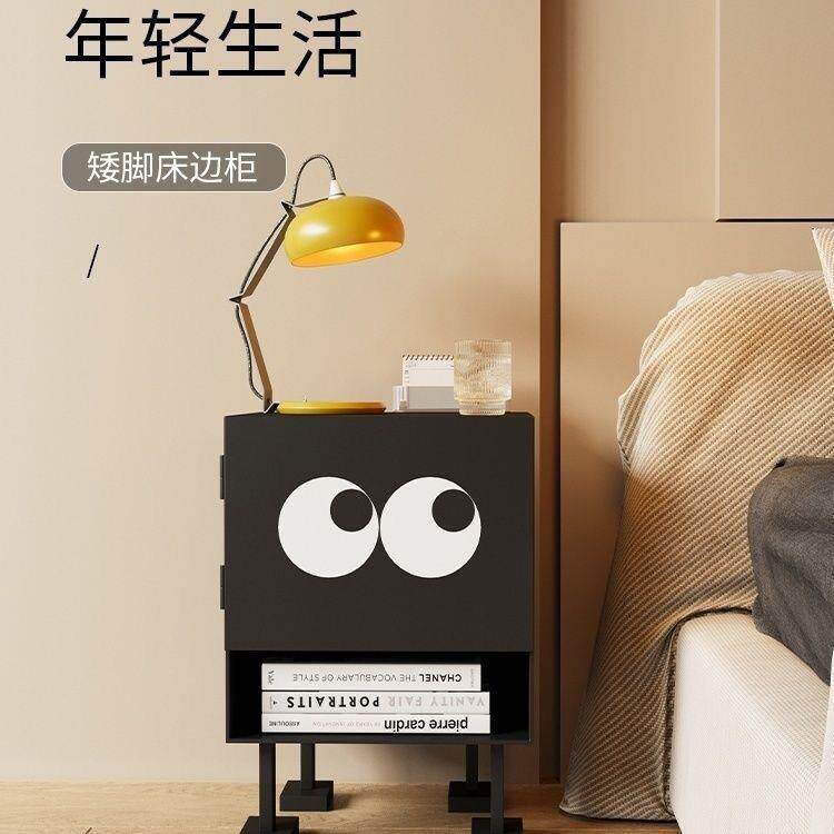 北欧床头柜网红创意边柜家用现代小型大眼睛机器猫可爱收纳置物柜