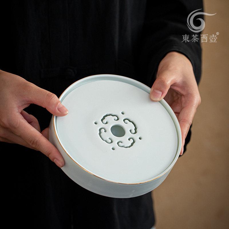 陶瓷干泡台小号壶垫壶托茶海小茶盘可拆洗蓄水茶台干泡盘壶承青瓷