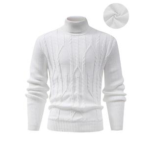 Mens Turtleneck Sweater Autumn Winter Multicolor Cable Knit