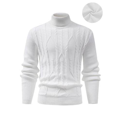 Mens Turtleneck Warm Sweater Vintage Cable Knit Style