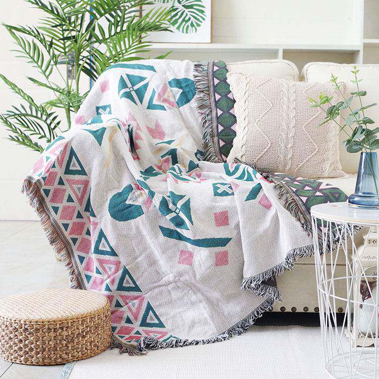 四款几何图案加厚沙发毯盖巾简单双人座垫全盖防滑线毯桌布地垫