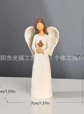 树脂摆件木刻效果西方神像天使圣母摆件家居装饰桌面小摆件工艺品