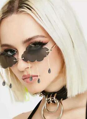 UV400 ndy Tassel Sunglasses Fashion Retro Rimless Sun Glasse