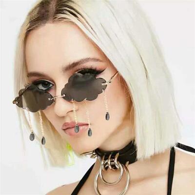 UV400 ndy Tassel Sunglasses Fashion Retro Rimless Sun Glasse