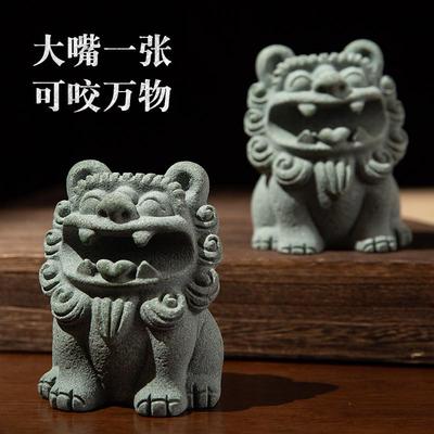 梅林笔庄笔搁毛笔架托瑞狮镇纸书法专用镇尺石头仿真小狮子创意可