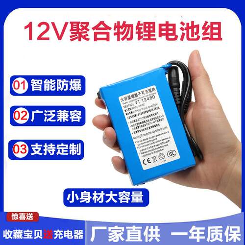 12V聚合物锂电池组大容量带开关防蜂服加湿器音响LED氙气灯广场舞 - 封面