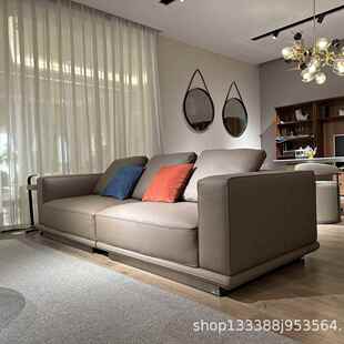 真皮沙发地平线弧形直排沙发小户型现代简约横厅设计师家具清样